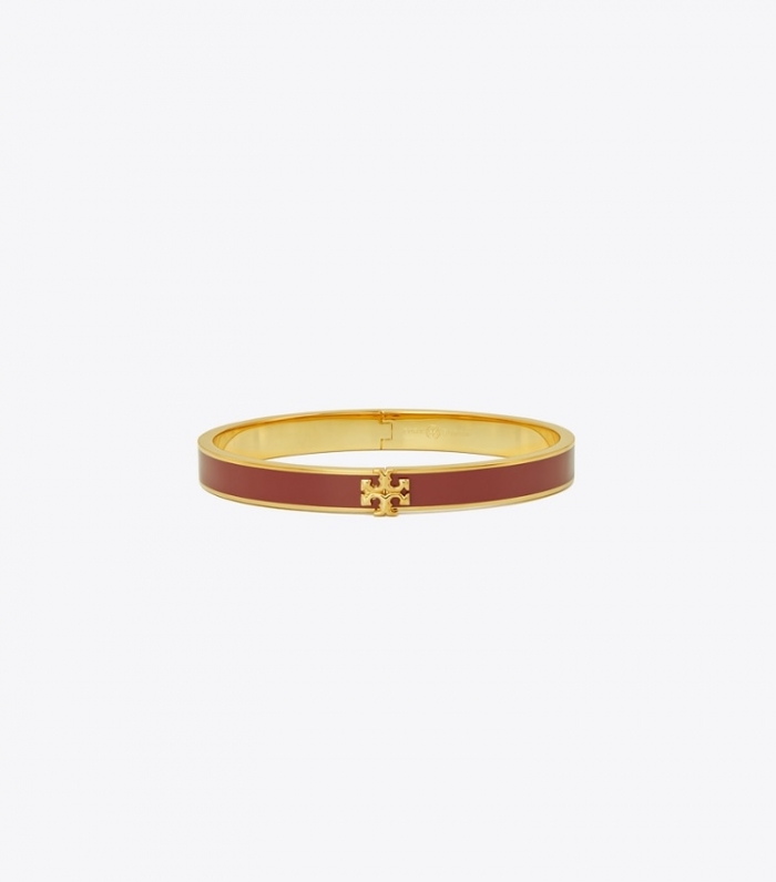 TORY BURCH KIRA ENAMEL 7MM BRACELET - Tory Gold / Sun-Dried Tomato | Free Shipping
