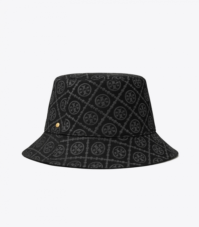 TORY BURCH T MONOGRAM BUCKET HAT - Black | Free Shipping