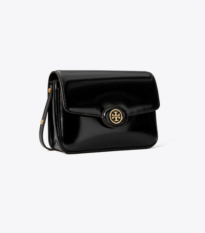 TORY BURCH ROBINSON SPAZZOLATO CONVERTIBLE SHOULDER BAG - Black | Free Shipping