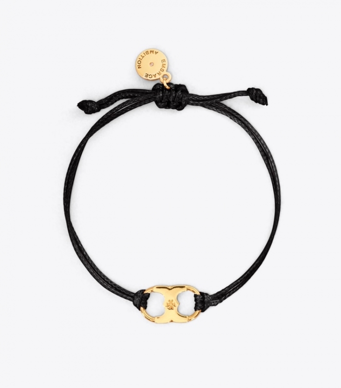 TORY BURCH EMBRACE AMBITION BRACELET - Black/Tory Gold | Free Shipping