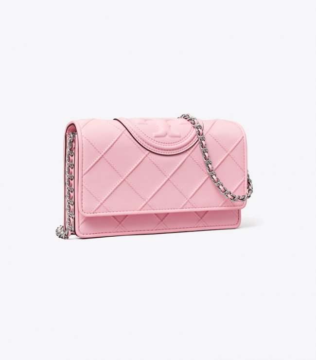 TORY BURCH FLEMING SOFT CHAIN WALLET - Plie Pink | Free Shipping