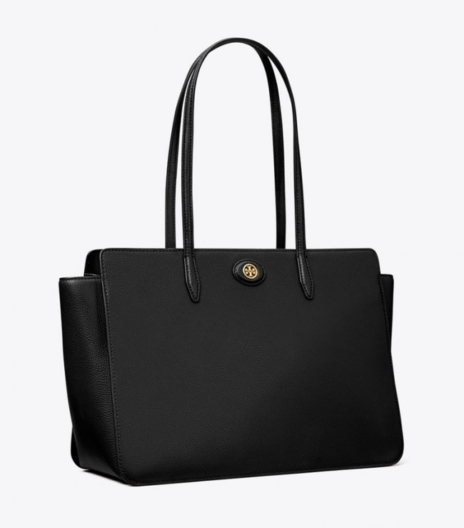 TORY BURCH ROBINSON PEBBLED TOTE - Black | Free Shipping