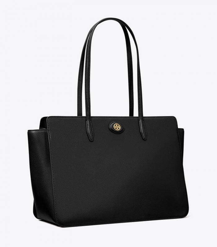 TORY BURCH ROBINSON PEBBLED TOTE - Black | Free Shipping
