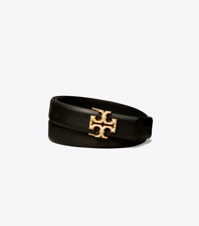 TORY BURCH 1"ELEANOR BELT - Black / Gold | Free Shipping