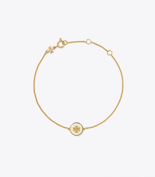 TORY BURCH KIRA ENAMEL CHAIN BRACELET - Tory Gold / New Ivory | Free Shipping