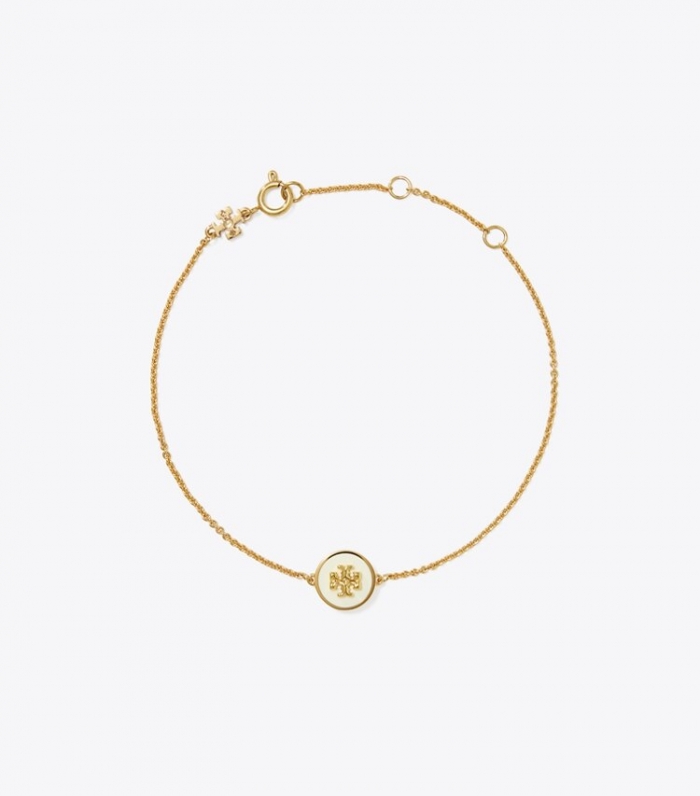 TORY BURCH KIRA ENAMEL CHAIN BRACELET - Tory Gold / New Ivory | Free Shipping