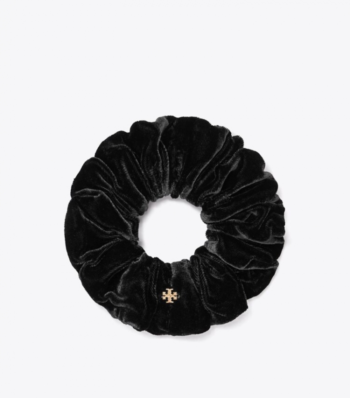 TORY BURCH VELVET SCRUNCHIE - Black | Free Shipping