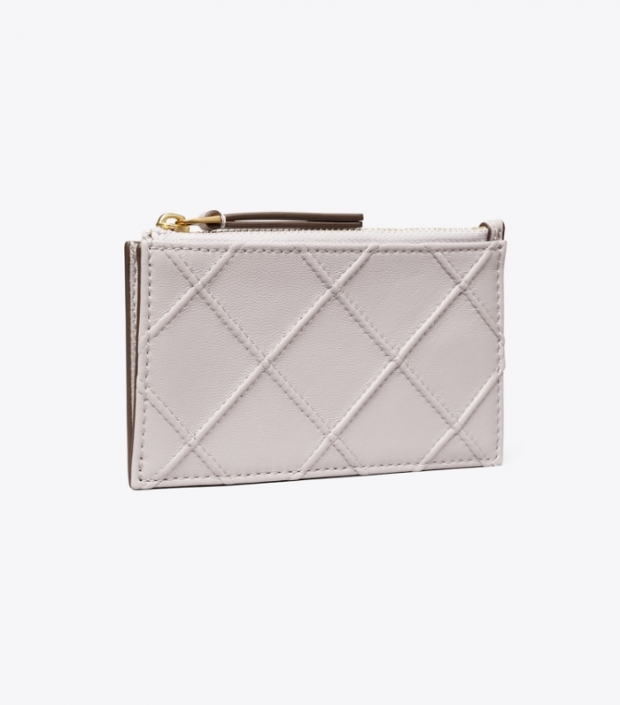 TORY BURCH FLEMING SOFT ZIP CARD CASE - Bay Gray | Free Shipping