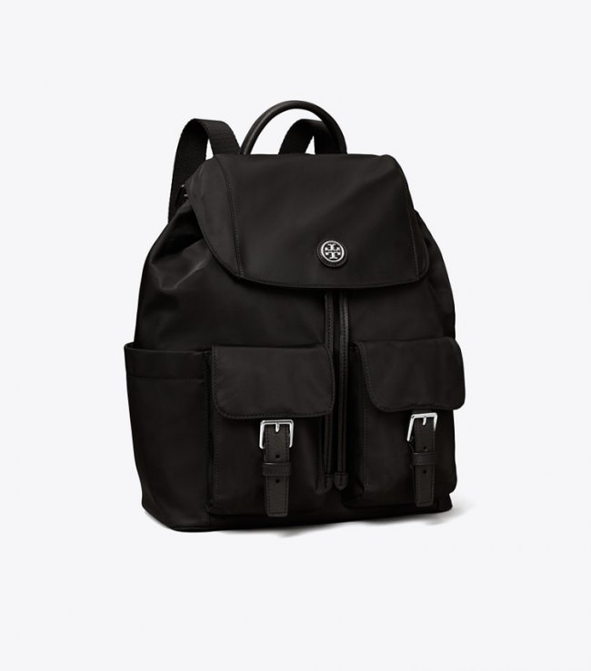TORY BURCH NYLON FLAP BACKPACK - Black | Free Shipping