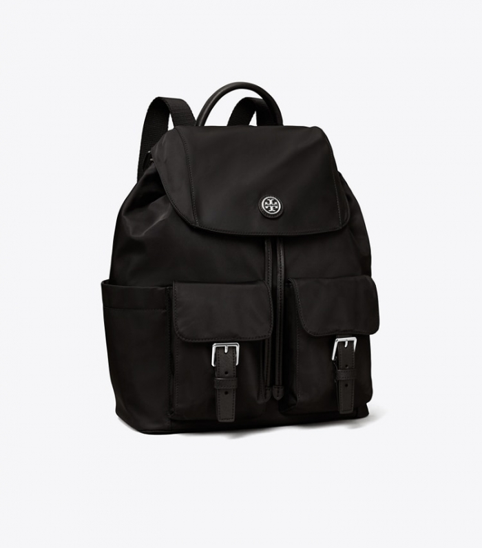 TORY BURCH NYLON FLAP BACKPACK - Black | Free Shipping