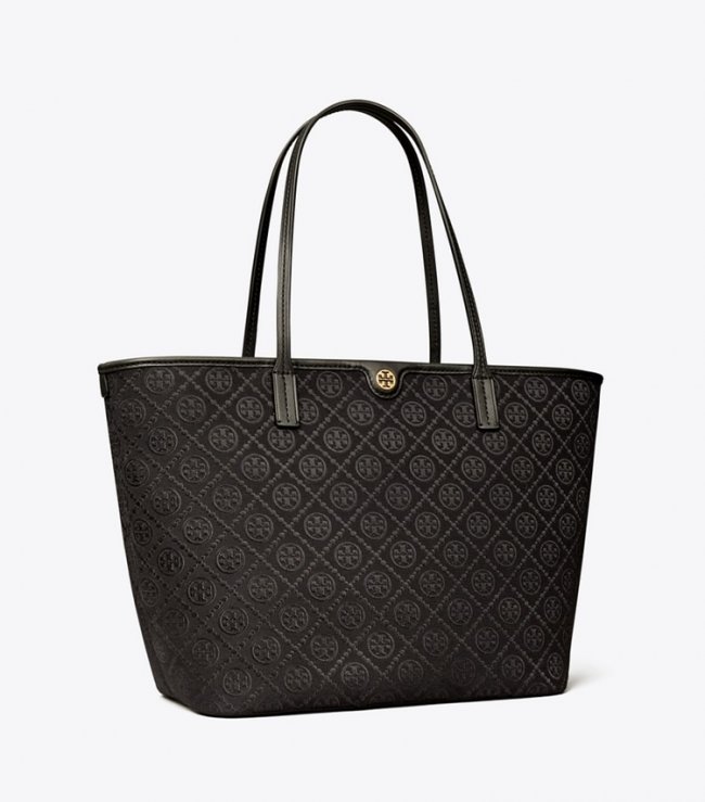 TORY BURCH T MONOGRAM ZIP TOTE - Black | Free Shipping