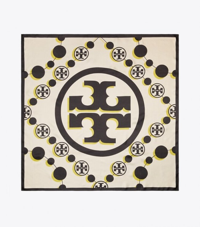 TORY BURCH 3D T MONOGRAM DOUBLE-SIDED SILK SQUARE SCARF - Royal Indigo | Free Shipping