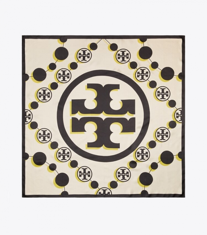 TORY BURCH 3D T MONOGRAM DOUBLE-SIDED SILK SQUARE SCARF - Royal Indigo | Free Shipping