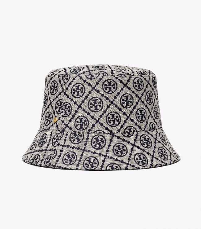 TORY BURCH SHORT-BRIM T MONOGRAM BUCKET HAT - Tory Navy | Free Shipping