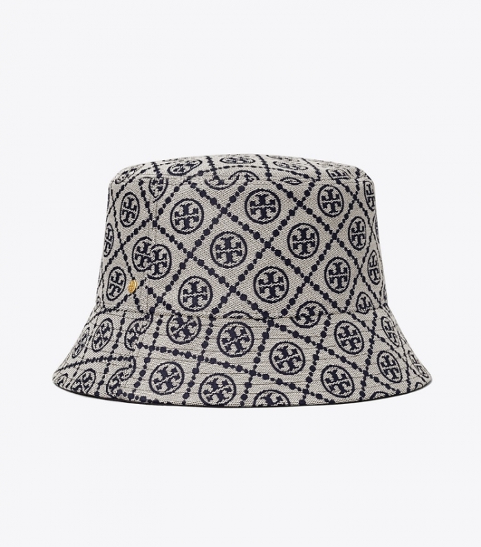 TORY BURCH SHORT-BRIM T MONOGRAM BUCKET HAT - Tory Navy | Free Shipping