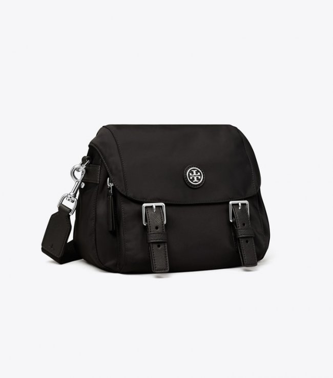TORY BURCH NYLON SMALL MESSENGER - Black | Free Shipping