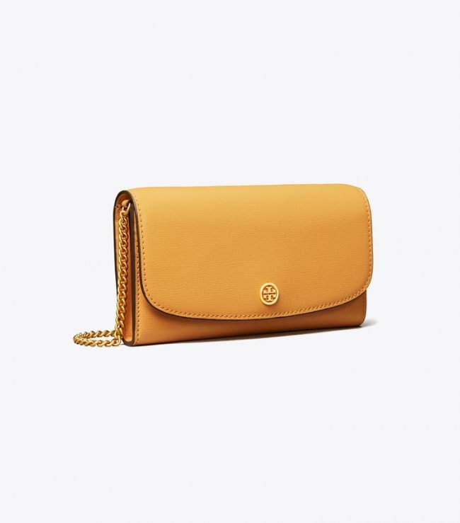 TORY BURCH ROBINSON CHAIN WALLET - English Ochre | Free Shipping