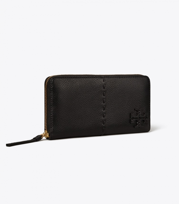 TORY BURCH MCGRAW ZIP CONTINENTAL WALLET - Black | Free Shipping
