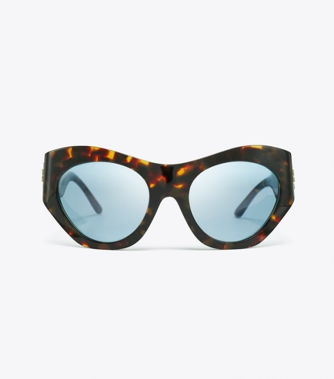TORY BURCH RUNWAY SUNGLASSES - Tortoise/Blue | Free Shipping