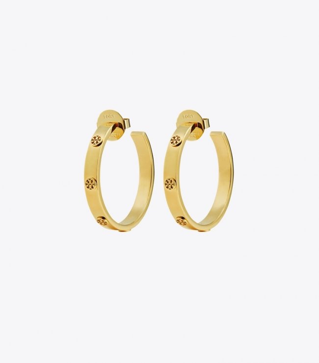 TORY BURCH MILLER STUD HOOP EARRING - Tory Gold | Free Shipping