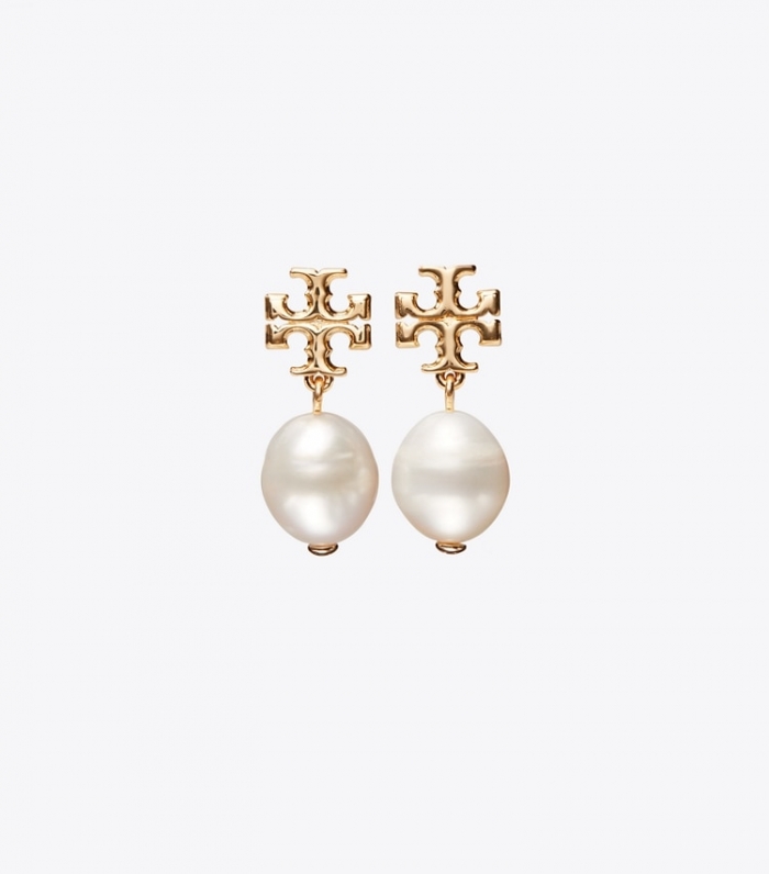 TORY BURCH KIRA PEARL DROP EARRING - Tory Gold/Ivory | Free Shipping