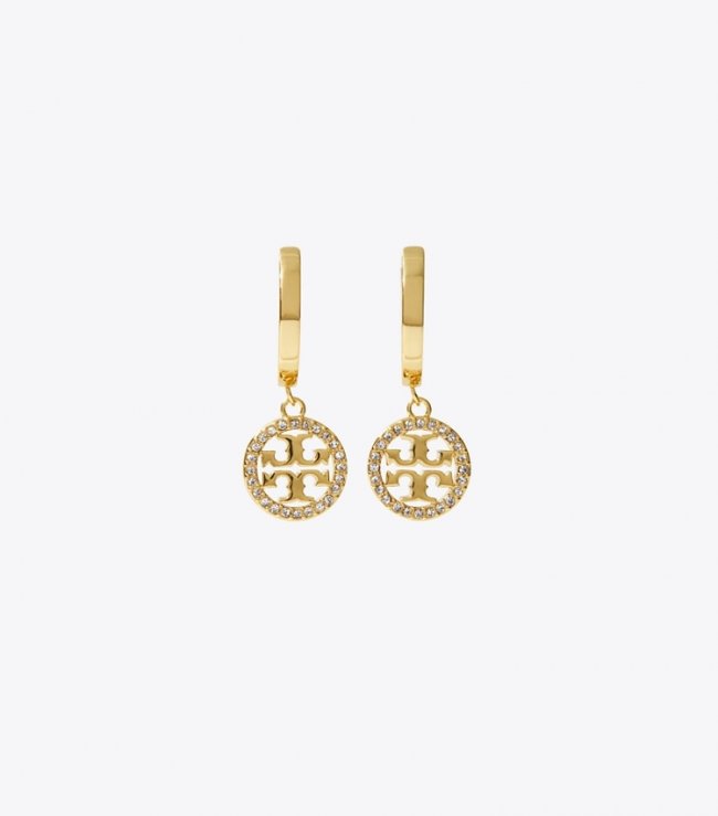 TORY BURCH MILLER PAVe HOOP EARRING - Tory Gold / Crystal | Free Shipping