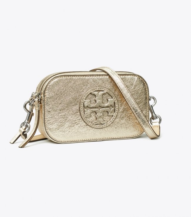 TORY BURCH MINI MILLER METALLIC CROSSBODY BAG - Gold | Free Shipping