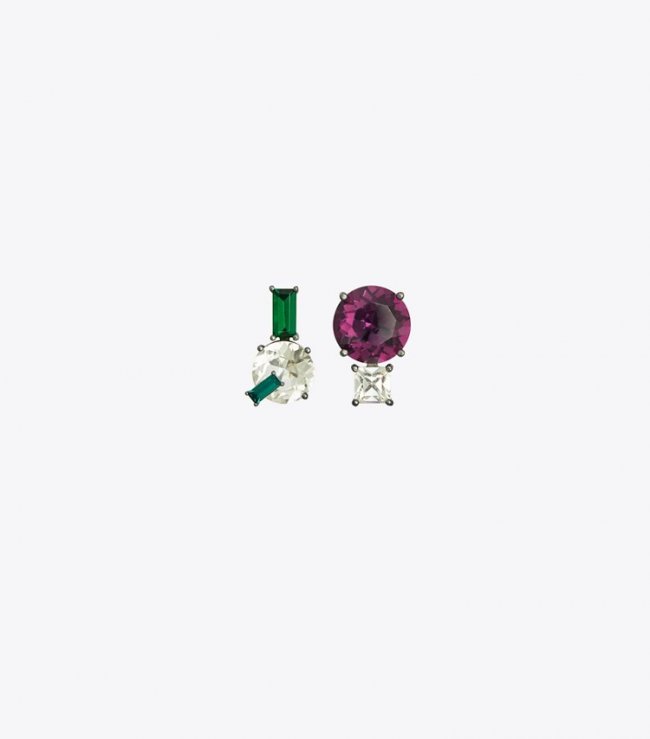 TORY BURCH CRYSTAL STUD EARRING - Amethyst / Crystal | Free Shipping