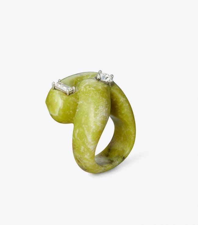 TORY BURCH CARVED SEMI-PRECIOUS RING - Jade | Free Shipping
