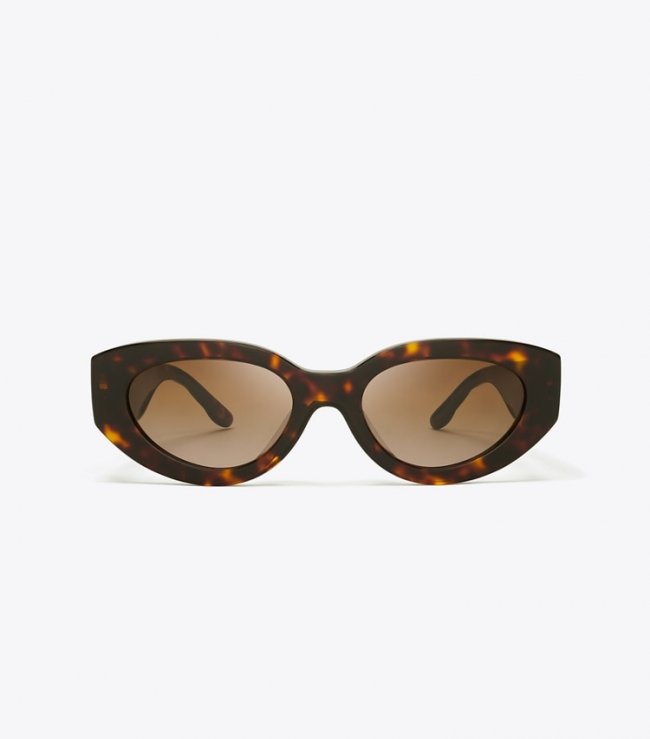TORY BURCH KIRA CAT-EYE SUNGLASSES - Dark Tortoise/Brown Gradient | Free Shipping