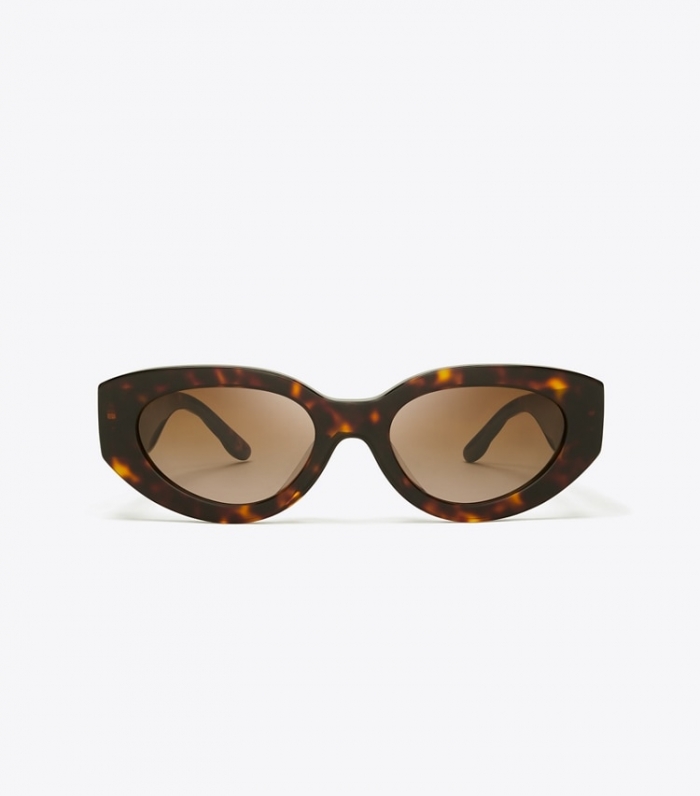 TORY BURCH KIRA CAT-EYE SUNGLASSES - Dark Tortoise/Brown Gradient | Free Shipping