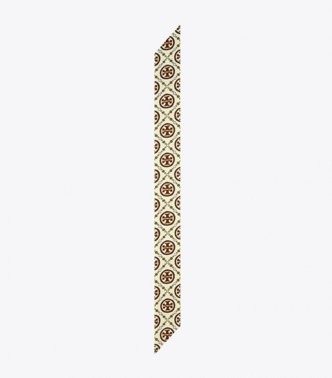 TORY BURCH T MONOGRAM RIBBON TIE - Olive | Free Shipping