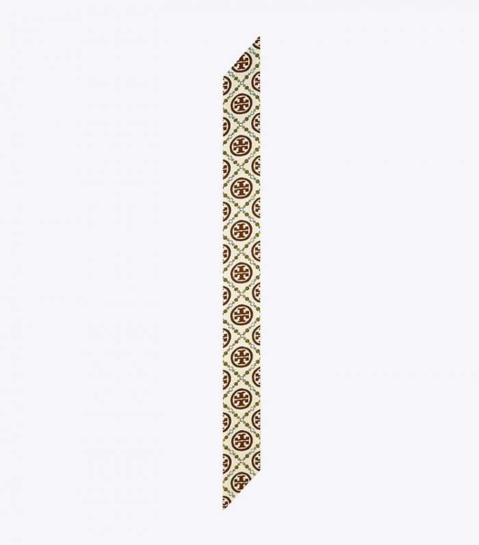 TORY BURCH T MONOGRAM RIBBON TIE - Olive | Free Shipping