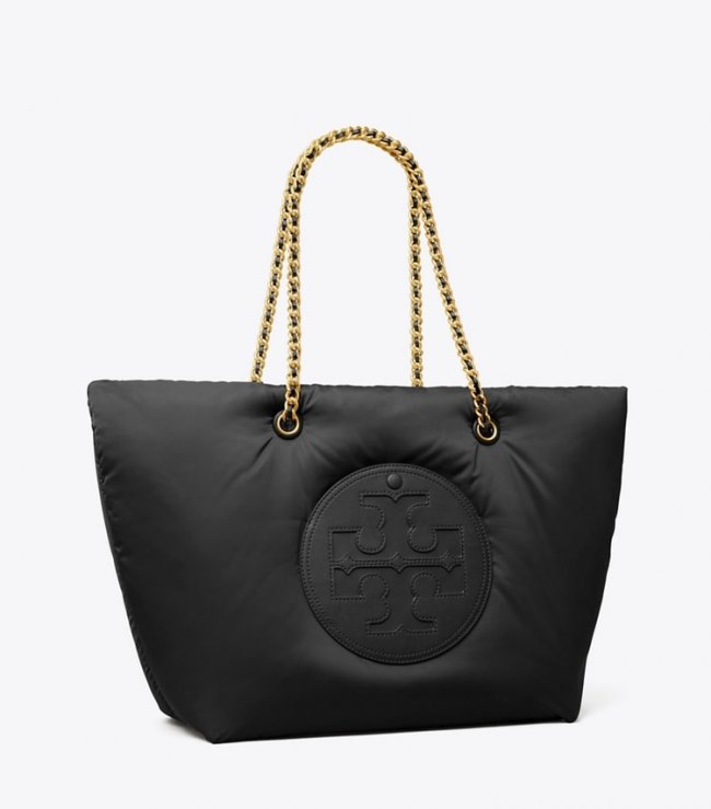 TORY BURCH ELLA CHAIN SOFT TOTE - Black | Free Shipping