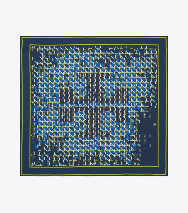 TORY BURCH INK BASKETWEAVE NECKERCHIEF - Ink Basketweave Navy | Free Shipping