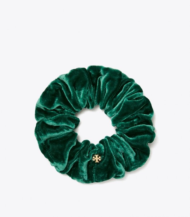 TORY BURCH VELVET SCRUNCHIE - Green | Free Shipping