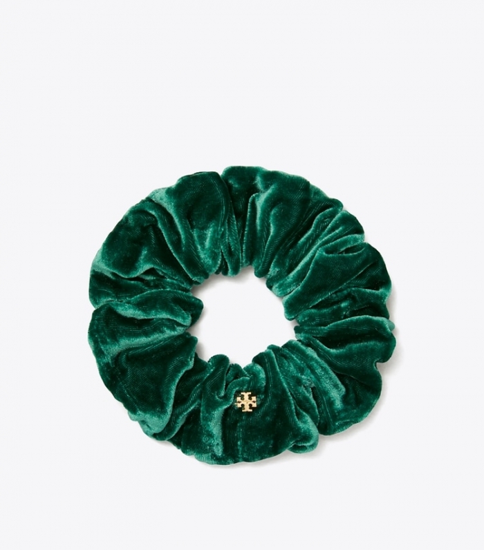 TORY BURCH VELVET SCRUNCHIE - Green | Free Shipping