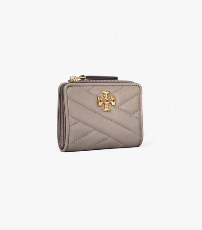 TORY BURCH KIRA CHEVRON BI-FOLD WALLET - Gray Heron | Free Shipping