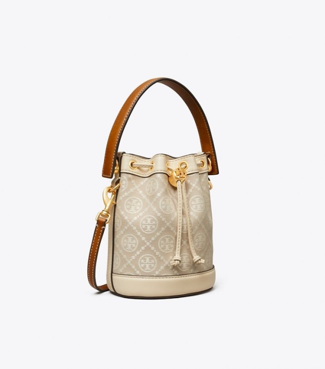 TORY BURCH MINI T MONOGRAM BUCKET BAG - Ivory | Free Shipping