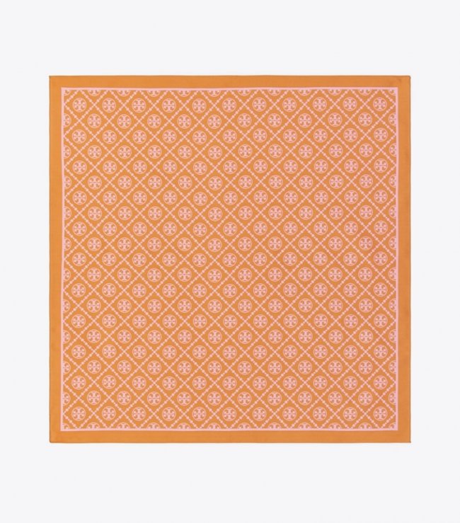 TORY BURCH T MONOGRAM TWO-TONE SCARF - Golden Marigold / Pink | Free Shipping