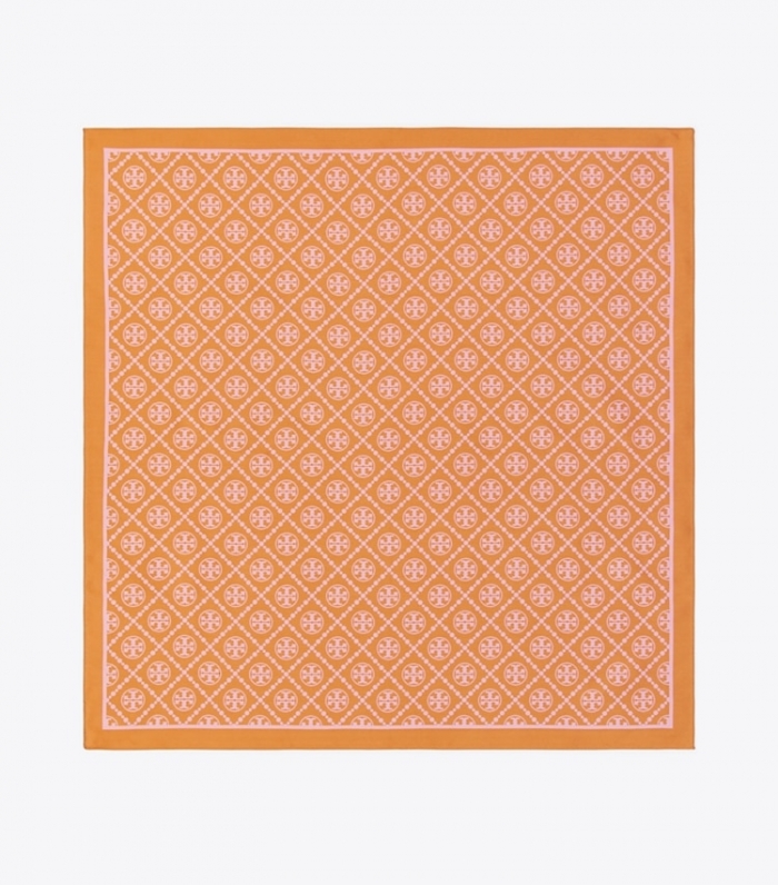 TORY BURCH T MONOGRAM TWO-TONE SCARF - Golden Marigold / Pink | Free Shipping