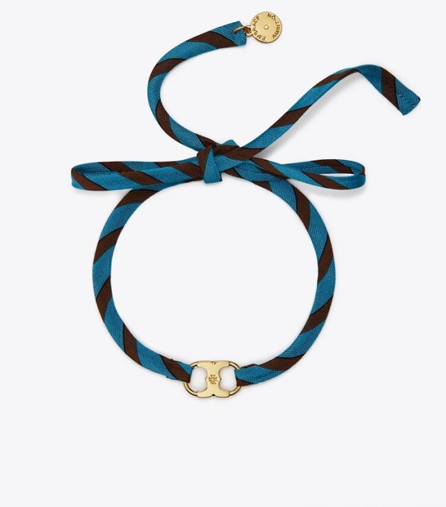 TORY BURCH EMBRACE AMBITION WRAP BRACELET - Tory Gold / Blue / Brown | Free Shipping