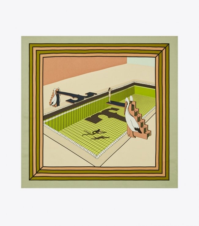 TORY BURCH PELICAN SILK NECKERCHIEF - Nude | Free Shipping