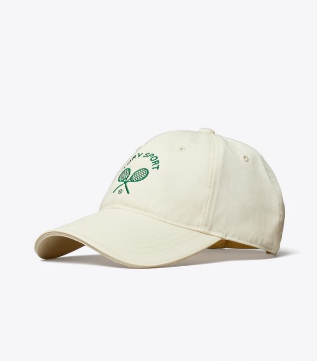 TORY BURCH EMBROIDERED RACQUETS CAP - New Ivory | Free Shipping