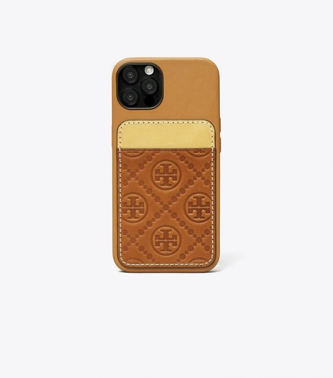 TORY BURCH T MONOGRAM CARD POCKET PHONE CASE - Classic Cuoio | Free Shipping
