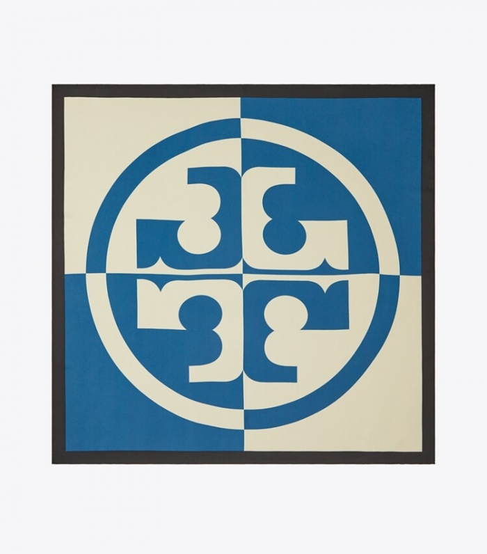 TORY BURCH COLOR BLOCK LOGO DOUBLE SIDED SQUARE - Color Block Logo Blue | Free Shipping