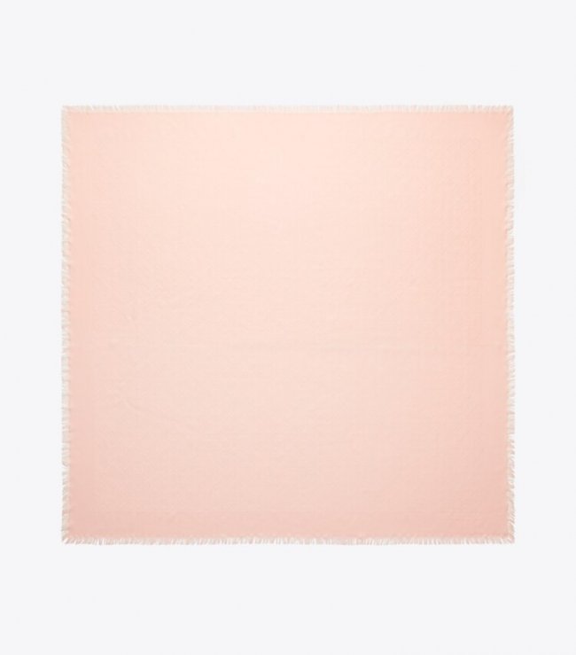 TORY BURCH T MONOGRAM JACQUARD TRAVELER SCARF - Sea Shell Pink | Free Shipping