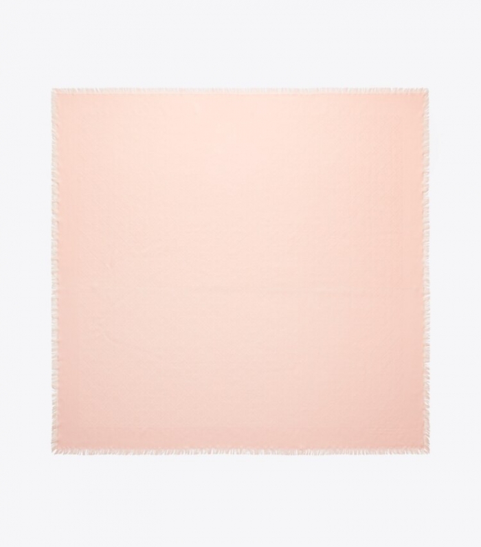 TORY BURCH T MONOGRAM JACQUARD TRAVELER SCARF - Sea Shell Pink | Free Shipping
