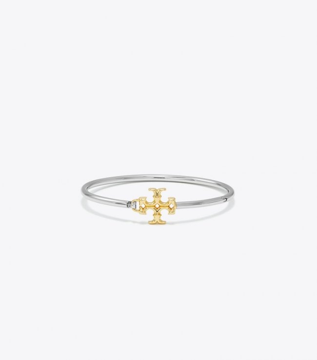 TORY BURCH ELEANOR HINGED CUFF - Tory Silver / Tory Gold | Free Shipping