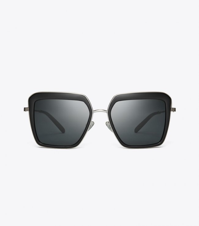 TORY BURCH KIRA BOLD RIM SUNGLASSES - Black/Dark Grey | Free Shipping